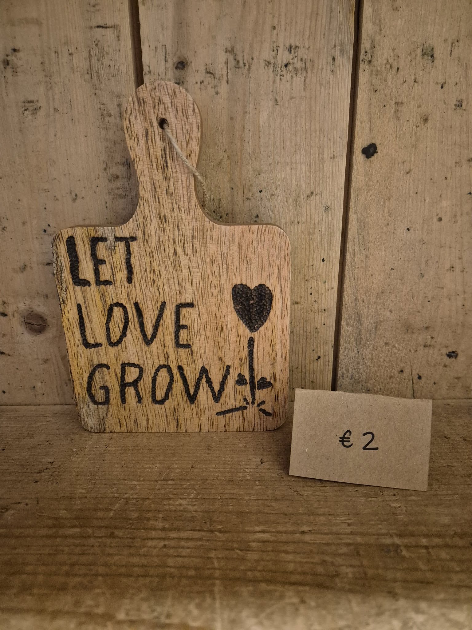 Klein serveerplankje - Let love grow