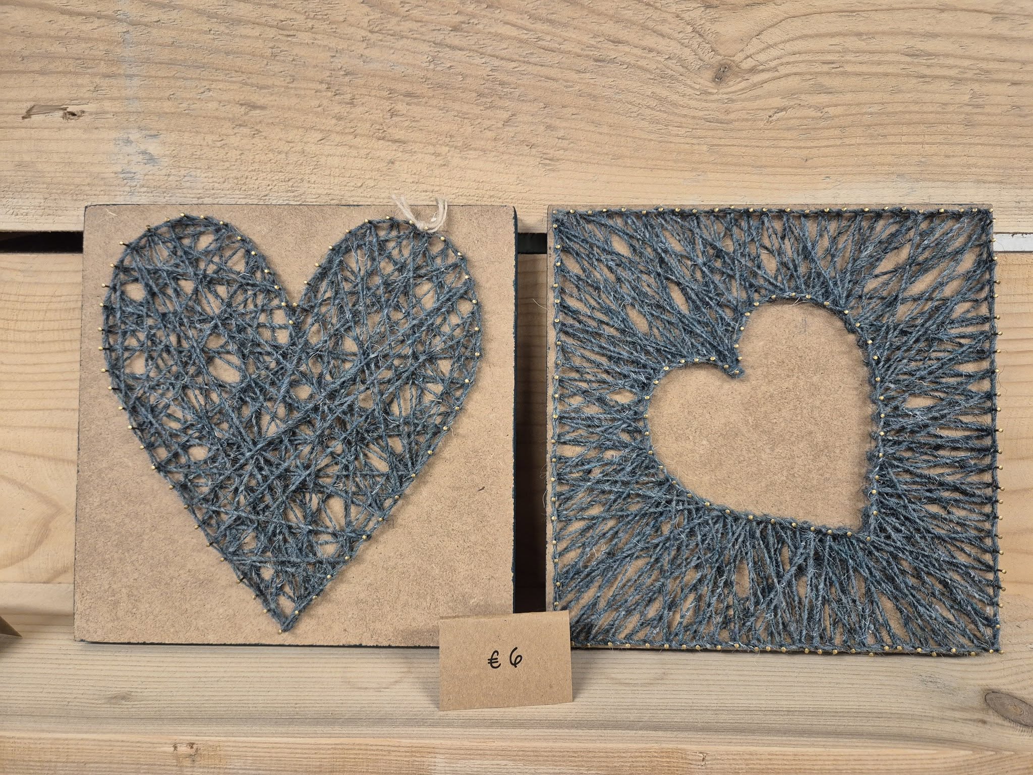 Set houten plankjes met hartjestouw